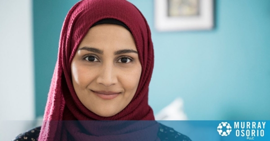 Immigrant woman in a hijab